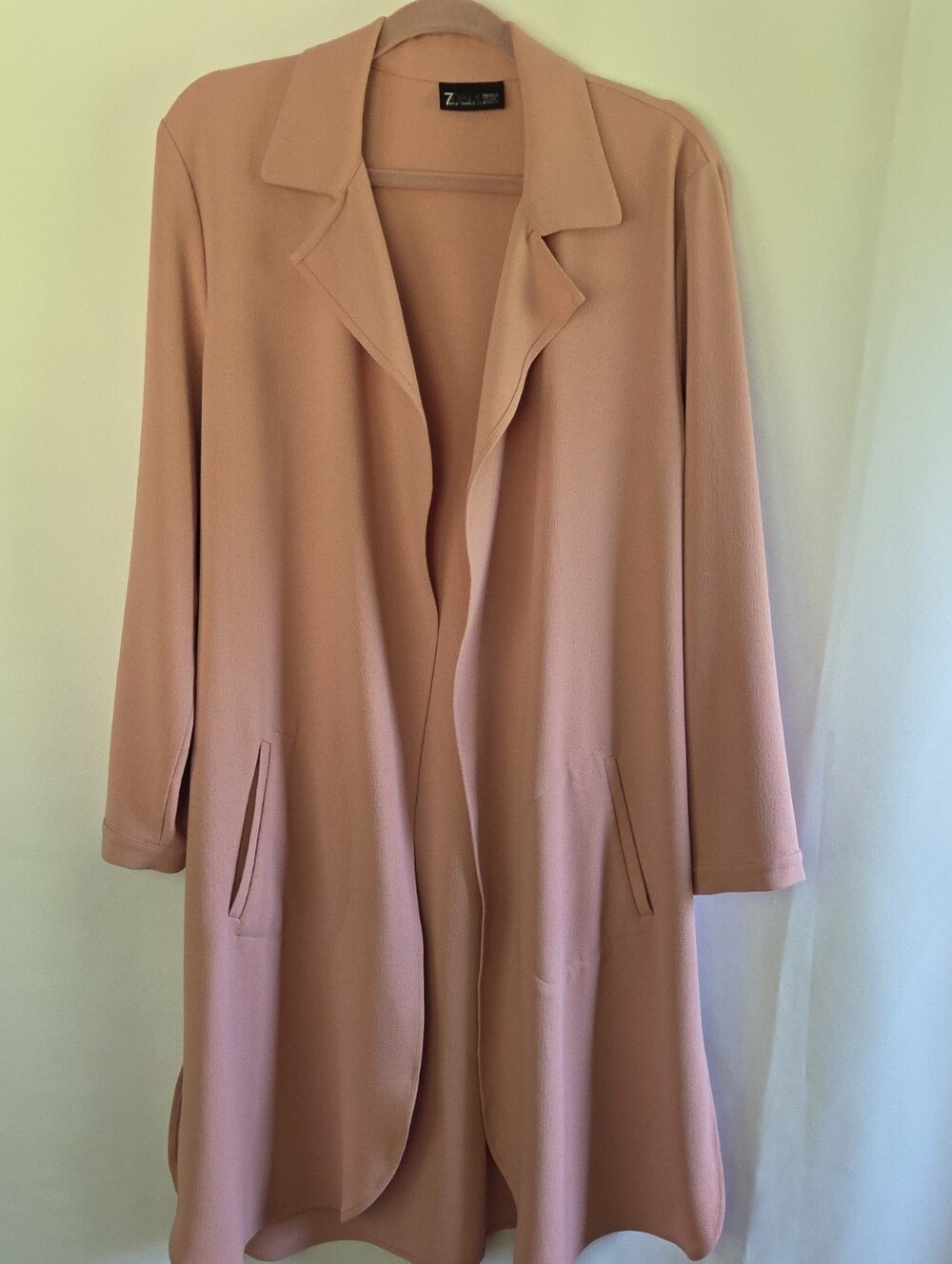 Pink Blazer-Duster With Pockets And Snap Sleeves Size L